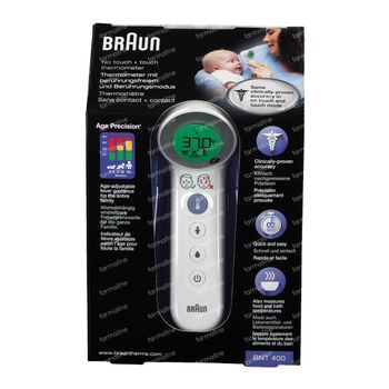 Braun Thermomètre Frontal Sans Contact + Contact Age Precission BNT400 1 thermomètre