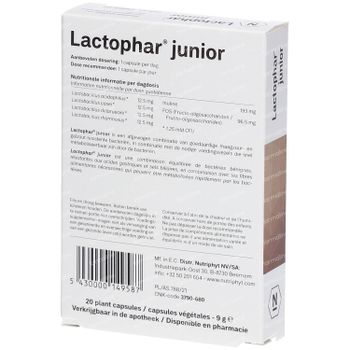 Nutriphyt Lactophar Junior Nieuwe Formule 20 capsules
