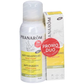 Pranarôm Aromapic Lichaamsspray Anti-Muggen DUO + Verzachtende Roller Insectenbeten Bio 1 set