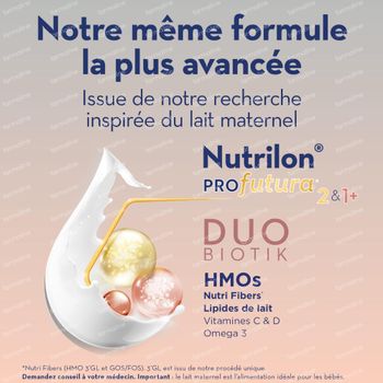 Nutrilon Profutura 2 composition unique DUOBIOTIK Lait de suite bébé 6 à 12 mois poudre 800 g