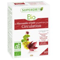 Superdiet Complex Circulation Marronnier d'Inde - Vigne rouge - Hamamélis - Ginkgo Bio 60 capsules