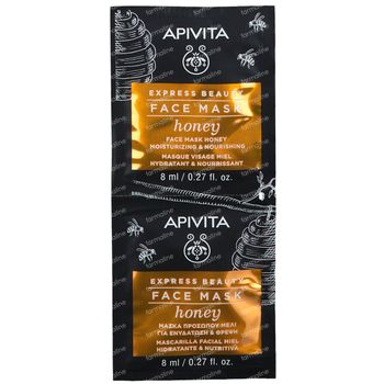Apivita Express Beauty Gelaatsmasker Honing 2x8 ml