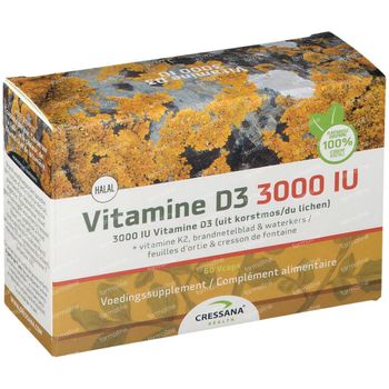 Cressana Vitamine D3 + K2 3000iu 60 capsules