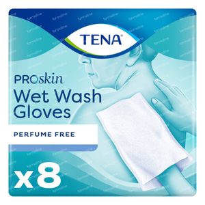 TENA ProSkin Wet Wash Gloves 8 pièces