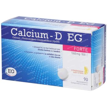 Calcium-D EG Forte 1000 mg / 800 I.E. Citroen 90 kauwtabletten