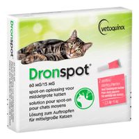 Dronspot® 60mg/15mg Spot-On Oplossing voor Middelgrote Katten 2x0,7 ml