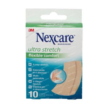 Nexcare Ultra Strech Comfort Flexibele Pleisters Band 10x6cm 10 stuks