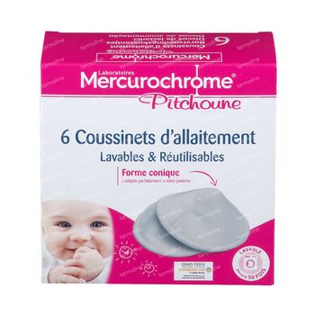 Mercurochrome Pitchoune Coussinets Allaitement Réutilisables 6 pièces