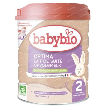 Babybio Optima 2 – Lait de Suite Bio en Poudre au Bifidus – Lait pour Bébé de 6 Mois à 1 An 800 g