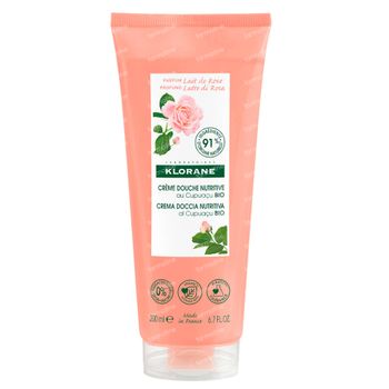 Klorane Lait de Rose Nourishing Shower Cream with Organic Cupuaçu Butter Nieuwe Formule 200 ml