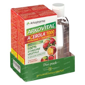 Arkovital Acerola DUO + Gel Mains GRATUITEMENT 2x30 comprimés