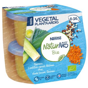 Nestlé NaturNes Bio Plantaardig Prei - Rode Linzen - Quinoa 2x190 g