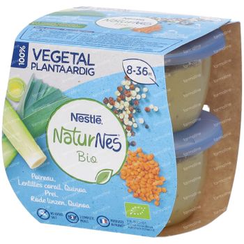 Nestlé NaturNes Bio Plantaardig Prei - Rode Linzen - Quinoa 2x190 g