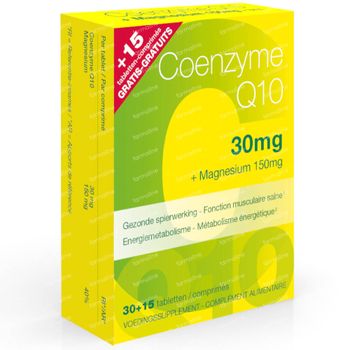Coenzyme Q10 30mg + Magnésium 30 +15 Comprimés GRATUITS 45 comprimés