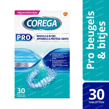 Corega Pro Beugels & Bitjes Anti-Bacteriele Dagelijkse Reiniger 30 tabletten