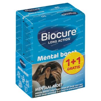 Biocure Mental Boost - Vermoeidheid, Stress, Vitamine 1+1 GRATIS 2x30 tabletten