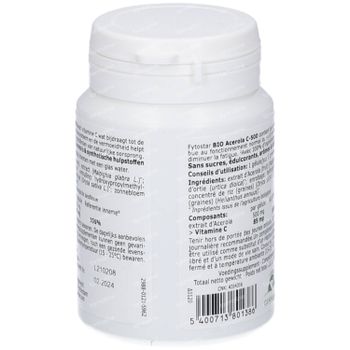 Fytostar BIO Acerola C 500 – Weerstand - Vitamine C – 100% Natuurlijk en Vegan  30 capsules