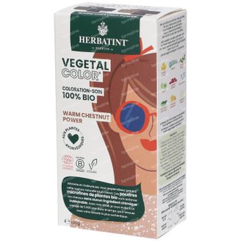 Herbatint Vegetal Color – 100% Biologische, Vegan Haarkleuring en -verzorging – met Ayurvedische Planten – Warm Chestnut Power (bruin, kastanjebruin) 100 g