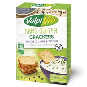 Valpi Bio Gluten Free Crackers Papaver - Komijn - Peper 150 g