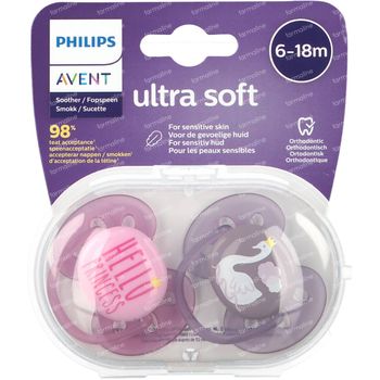 Philips Avent Ultra Soft Fopspeen Girl 6-18 Maanden SCF223/02 2 stuks