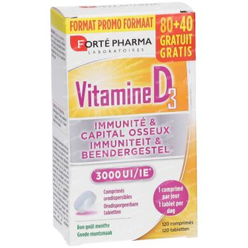 Forté Pharma Vitamine D3 3000UI + 40 Tabletten GRATIS 80+40 tabletten