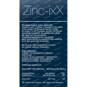 Zinc-ixX Zink 120 tabletten