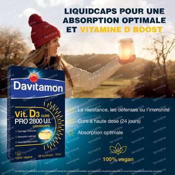 Davitamon Cure de Vitamin D3 Pro 2800 I.E. - Immunité, Os, Muscles 24 capsules