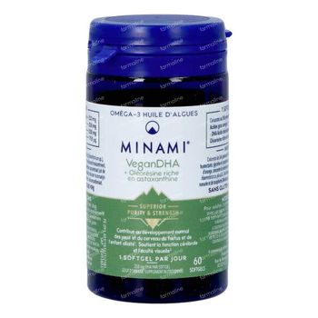 Minami VeganDHA + Astaxanthine-Rijke Oleohars 60 softgels