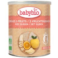 Babybio Biologische 3 Vruchtengranen met Quinoa – Biologische Babyvoeding  - Babygranen – vanaf 6 Maanden 220 g