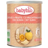 Babybio Céréales Biologiques aux 3 Fruits avec Quinoa - Alimentation Biologique pour Bébé - Céréales pour Bébé - dès 6 Mois 220 g
