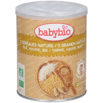 Babybio Biologische 3 Granen Natuur – Biologische Babyvoeding  - Babygranen – vanaf 6 Maanden 220 stuks