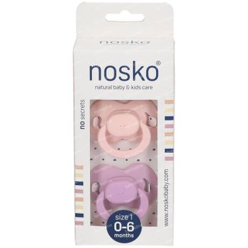 nosko® Fopspeen Roze - Paars 0-6 Maanden 2 stuks