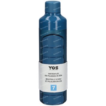 YOS Water Bottle & Pill Box Weekly Bold Blue 1 stuk
