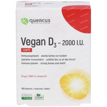 Quercus Vegan D3 - 2000 I.U. Forte 100 tabletten