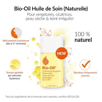Bio-Oil Huile de Soin 100% Naturelle Cicatrices & Vergetures 200 ml
