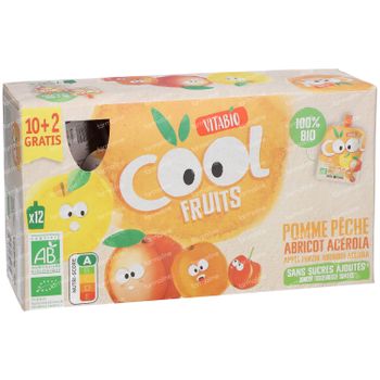 Vitabio Cool Fruits Appel - Perzik - Abrikoos Bio 12x90 g