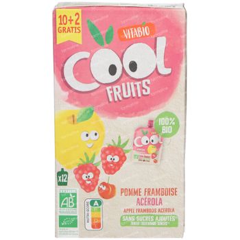 Vitabio Cool Fruits Appel - Framboos - Banaan Bio 12x90 g