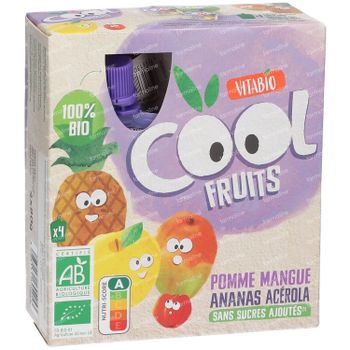 Vitabio Cool Fruits Appel - Mango - Ananas Bio 4x90 g