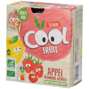 Vitabio Cool Fruits Appel - Framboos - Banaan Bio 4x90 g