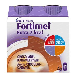 Fortimel Extra 2 Kcal Chocolat - Caramel 4 x 200 ml boisson