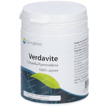 Springfield Verdavite Chlorella Pyrenoidosa 250mg 600 tabletten