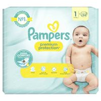 Pampers Luier Premium Protection Maat 1 Newborn (2-5 kg), 24 Stuks