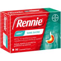 Rennie® Mint sans Sucre 96 comprimés à croquer