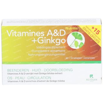 Nutritic Vitamines A & D Ginkgo + 15 Comprimés GRATUITS 45 comprimés