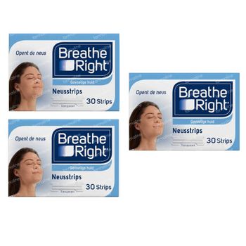 Breathe Right Clear Bandelettes Nasales TRIO 3x30 pièces