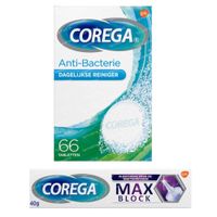 Corega Max Block Kleefcrème + Anti-Bacterie Reinigingstablet 1  set