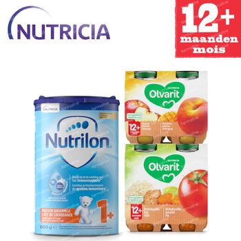 Nutricia Pack avec Lait de Croissance, Pot de Fruits et de Repas pour Enfants 12 Mois 1 set