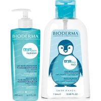 Bioderma ABCDerm Routine H2O Micellaire Oplossing + Hydraterende Melk 1 set