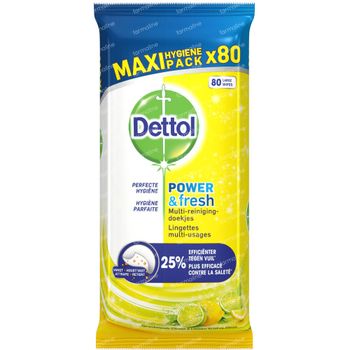 Dettol Power & Fresh Multi-Reinigingsdoekjes Sprankelende Citroen & Limoen 80 stuks