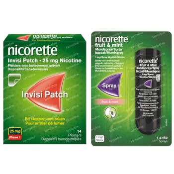 Nicorette® Combi Therapie Invisi Patch 25mg + Fruit & Mint Mondspray 1mg/Spray 1 set